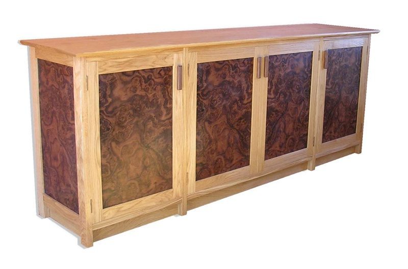 An oak and burr walnut sideboard